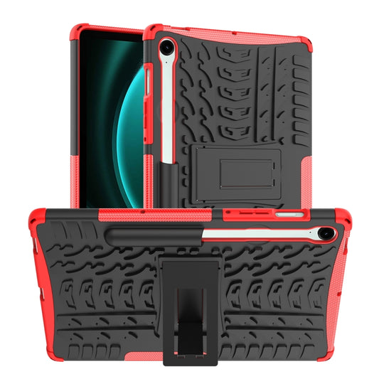 For Samsung Galaxy Tab S9 FE / S10 FE Tire Texture TPU + PC Tablet Case with Holder(Red) by buy2fix
