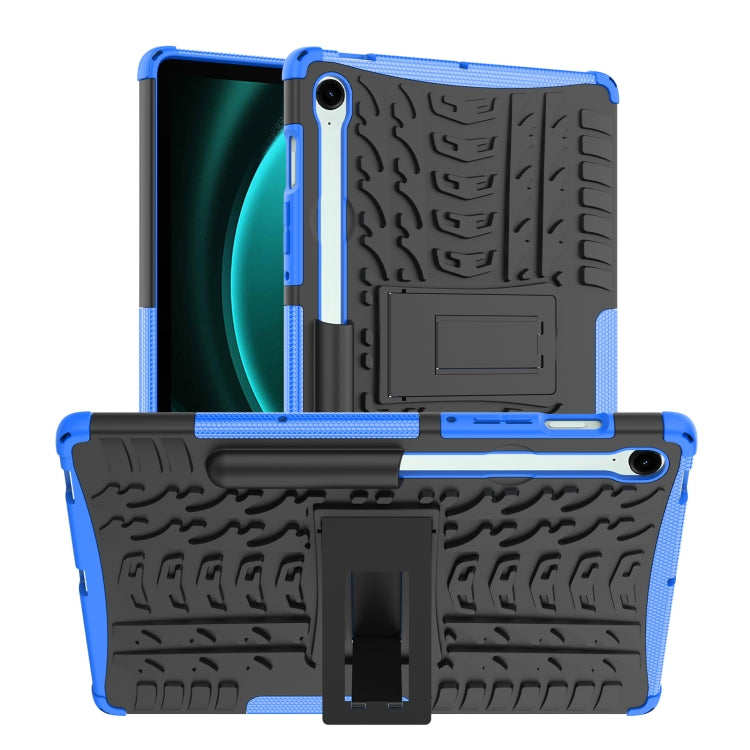 For Samsung Galaxy Tab S9 FE / S10 FE Tire Texture TPU + PC Tablet Case with Holder(Blue) by buy2fix
