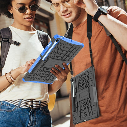 For Samsung Galaxy Tab S9 FE / S10 FE Tire Texture TPU + PC Tablet Case with Holder(Blue) by buy2fix