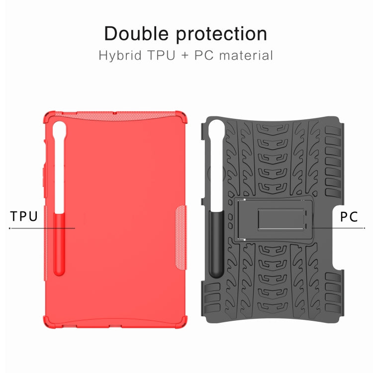 For Samsung Galaxy Tab S9 FE / S10 FE Tire Texture TPU + PC Tablet Case with Holder(Black) by buy2fix