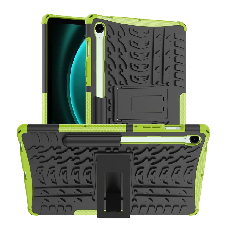 For Samsung Galaxy Tab S9 FE / S10 FE Tire Texture TPU + PC Tablet Case with Holder(Green) by buy2fix
