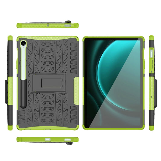 For Samsung Galaxy Tab S9 FE / S10 FE Tire Texture TPU + PC Tablet Case with Holder(Green) by buy2fix