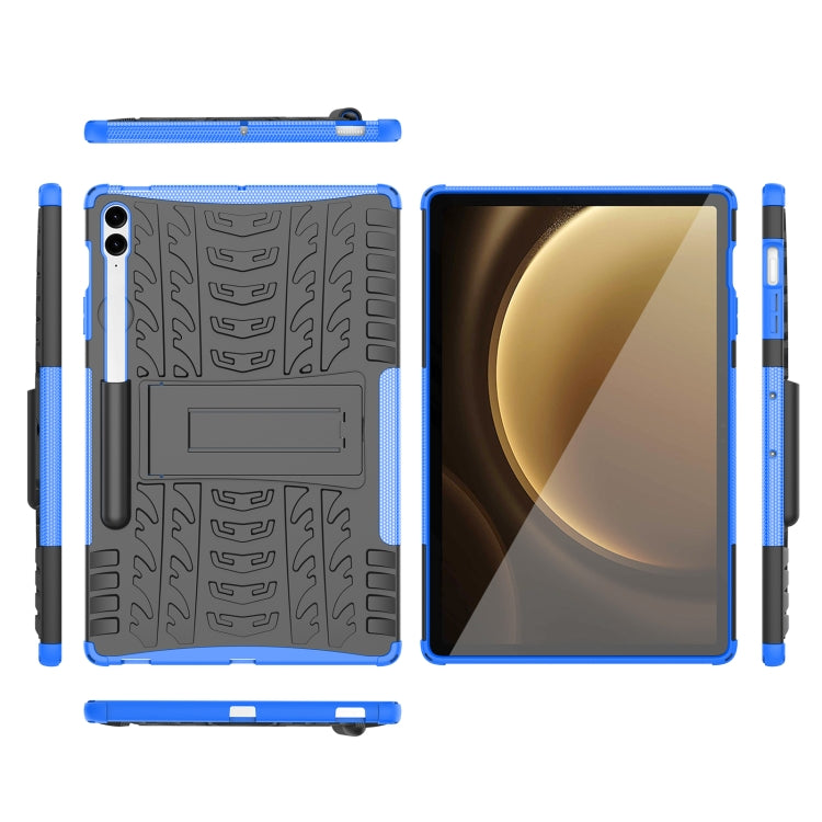 For Samsung Galaxy Tab S9 FE+ Tire Texture TPU + PC Tablet Case with Holder(Blue) by buy2fix