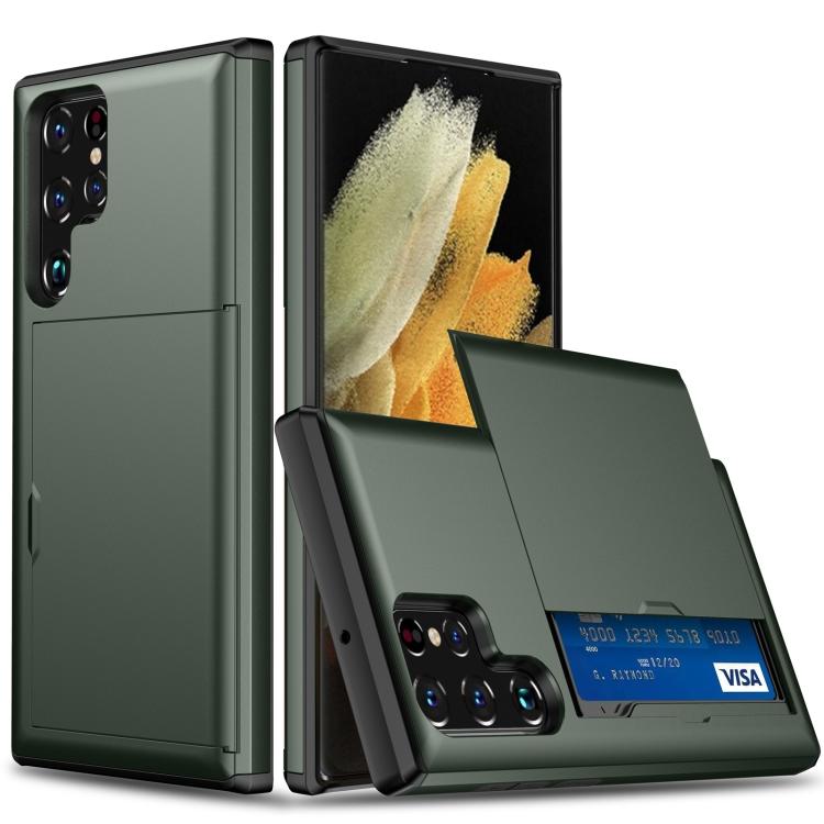 For Samsung Galaxy S25 Ultra 5G Shockproof Armor Phone Case with Card Slot(Dark Green) by buy2fix
