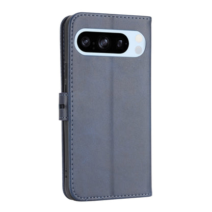 For Google Pixel 9 Pro Embossed Happy Cat Pattern Flip Leather Phone Case(Blue) by buy2fix