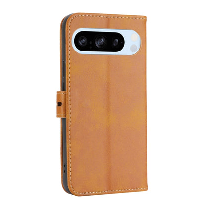 For Google Pixel 9 Pro Embossed Happy Cat Pattern Flip Leather Phone Case(Yellow) by buy2fix