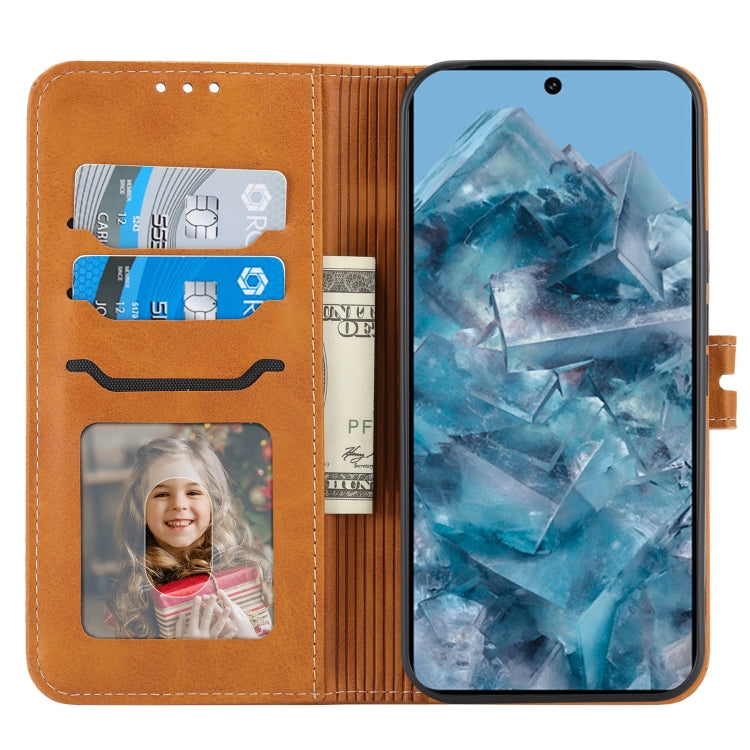 For Google Pixel 9 Pro Embossed Happy Cat Pattern Flip Leather Phone Case(Yellow) by buy2fix