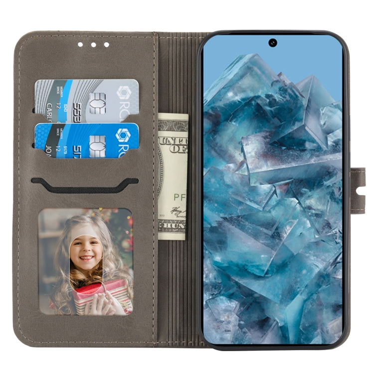 For Google Pixel 9 Embossed Happy Cat Pattern Flip Leather Phone Case(Grey) by buy2fix