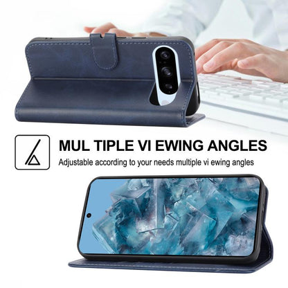 For Google Pixel 10 / 10 Pro Embossed Happy Cat Pattern Flip Leather Phone Case(Blue) - Google Cases by buy2fix | Online Shopping UK | buy2fix