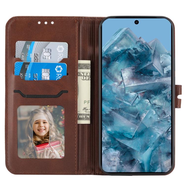 For Google Pixel 10 / 10 Pro Embossed Happy Cat Pattern Flip Leather Phone Case(Brown) - Google Cases by buy2fix | Online Shopping UK | buy2fix