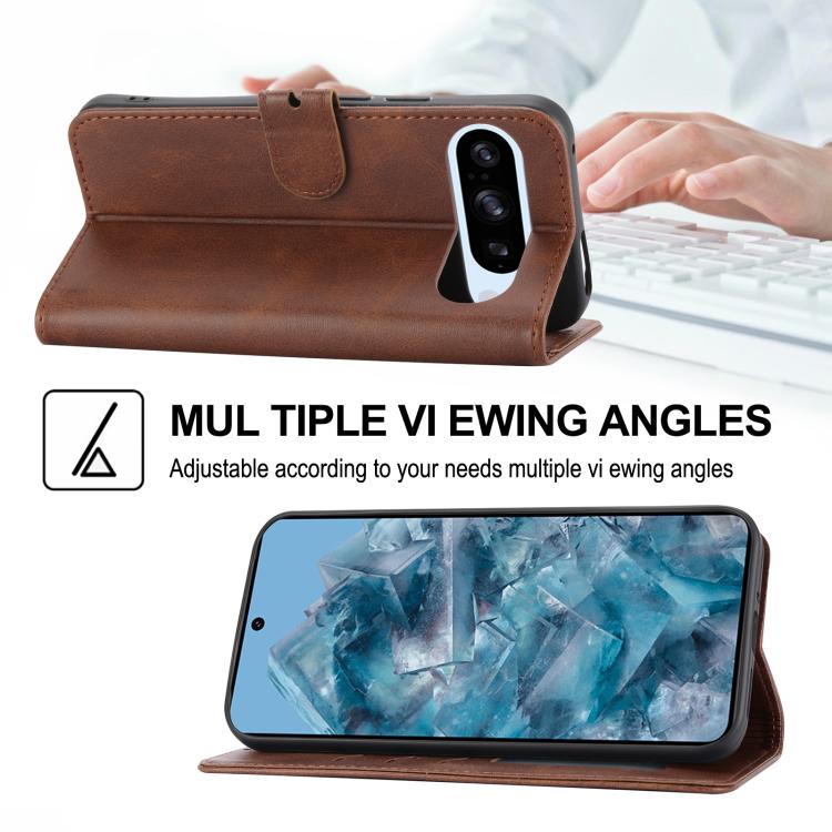 For Google Pixel 10 / 10 Pro Embossed Happy Cat Pattern Flip Leather Phone Case(Brown) - Google Cases by buy2fix | Online Shopping UK | buy2fix