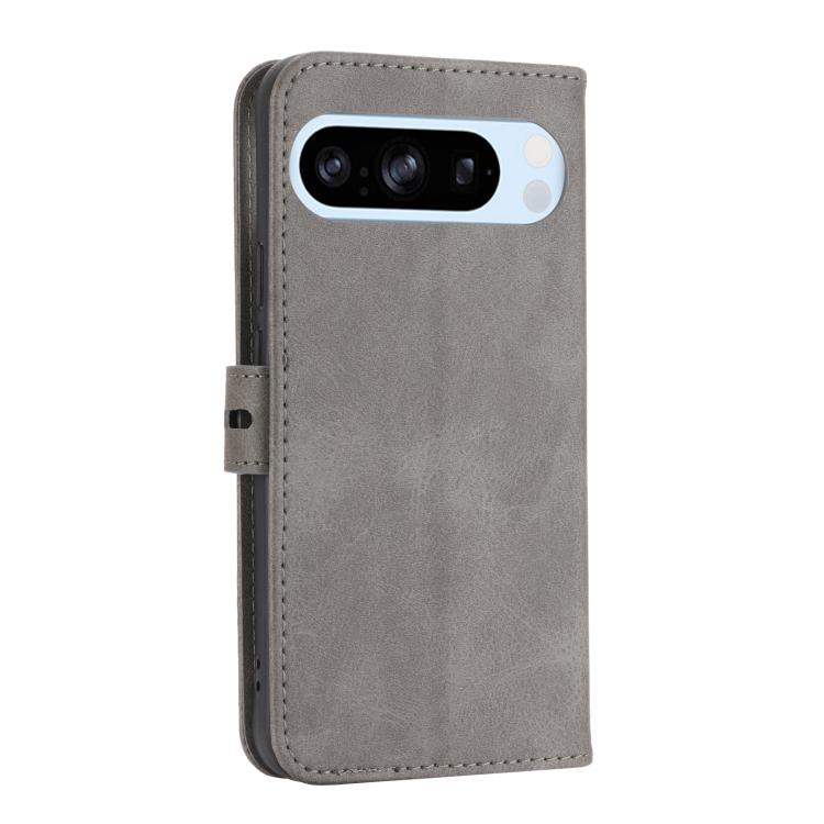 For Google Pixel 10 / 10 Pro Embossed Happy Cat Pattern Flip Leather Phone Case(Grey) - Google Cases by buy2fix | Online Shopping UK | buy2fix