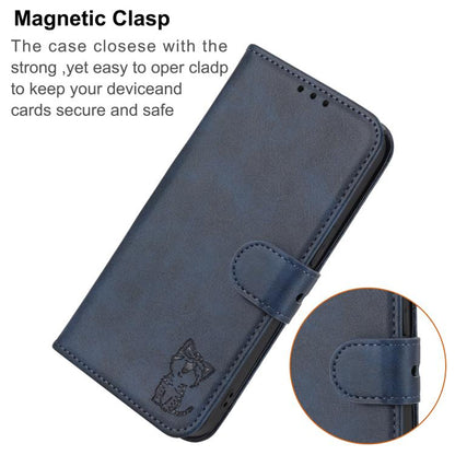 For Google Pixel 10 Pro XL Embossed Happy Cat Pattern Flip Leather Phone Case(Blue) - Google Cases by buy2fix | Online Shopping UK | buy2fix