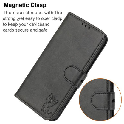 For Google Pixel 10 Pro XL Embossed Happy Cat Pattern Flip Leather Phone Case(Black) - Google Cases by buy2fix | Online Shopping UK | buy2fix