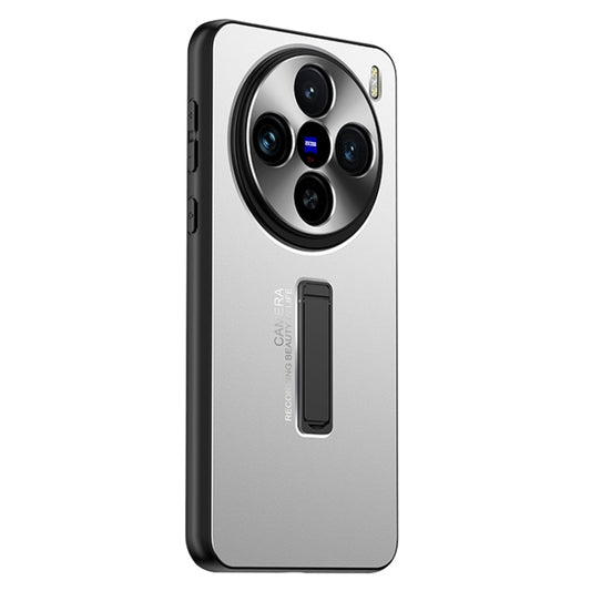 For vivo X100 Frosted Metal Hybrid TPU Holder Phone Case(Silver) - vivo Cases by imak | Online Shopping UK | buy2fix