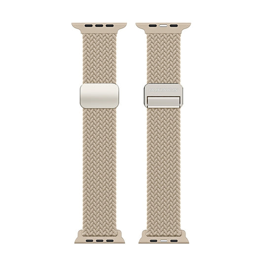 For Apple Watch SE 2023 44mm DUX DUCIS Mixture Pro Series Magnetic Buckle Nylon Braid Watch Band(Beige) by DUX DUCIS