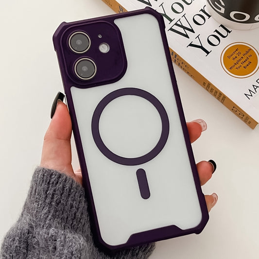 For iPhone 12 Colorful Two-Color Lens Film MagSafe Magnetic Horn Acrylic+TPU Case(Purple) by buy2fix