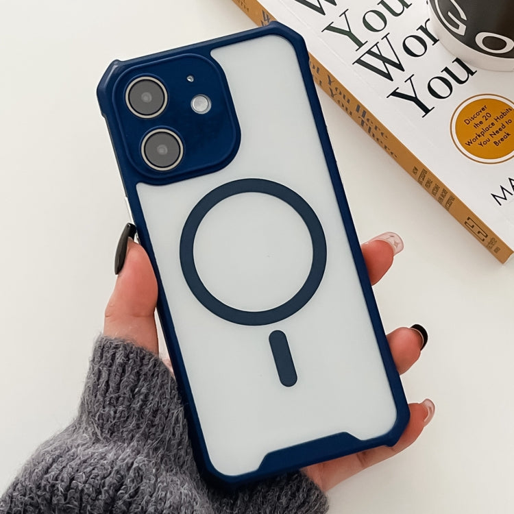For iPhone 12 Colorful Two-Color Lens Film MagSafe Magnetic Horn Acrylic+TPU Case(Blue) by buy2fix