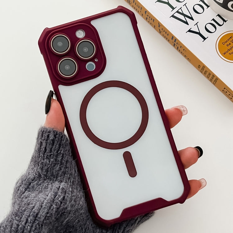 For iPhone 12 Pro Max Colorful Two-Color Lens Film MagSafe Magnetic Horn Acrylic+TPU Case(Red) by buy2fix