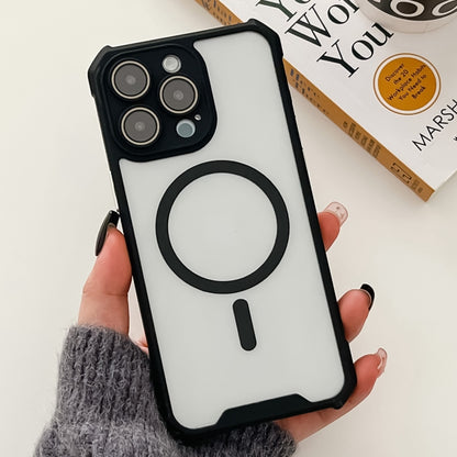 For iPhone 11 Pro Max Colorful Two-Color Lens Film MagSafe Magnetic Horn Acrylic+TPU Case(Black) by buy2fix
