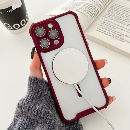 For iPhone 11 Pro Max Colorful Two-Color Lens Film MagSafe Magnetic Horn Acrylic+TPU Case(Red) by buy2fix