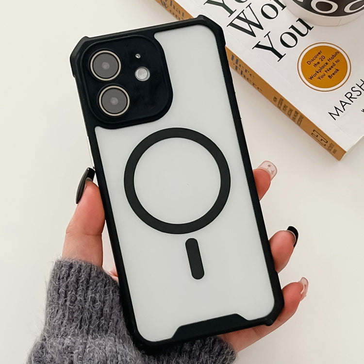 For iPhone 11 Colorful Two-Color Lens Film MagSafe Magnetic Horn Acrylic+TPU Case(Black) by buy2fix