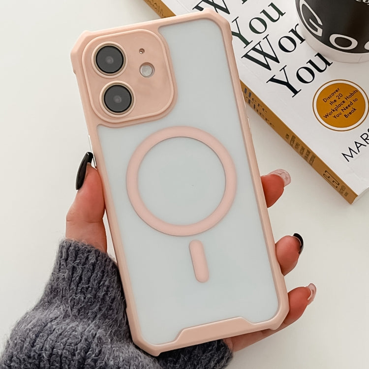 For iPhone 11 Colorful Two-Color Lens Film MagSafe Magnetic Horn Acrylic+TPU Case(Pink) by buy2fix