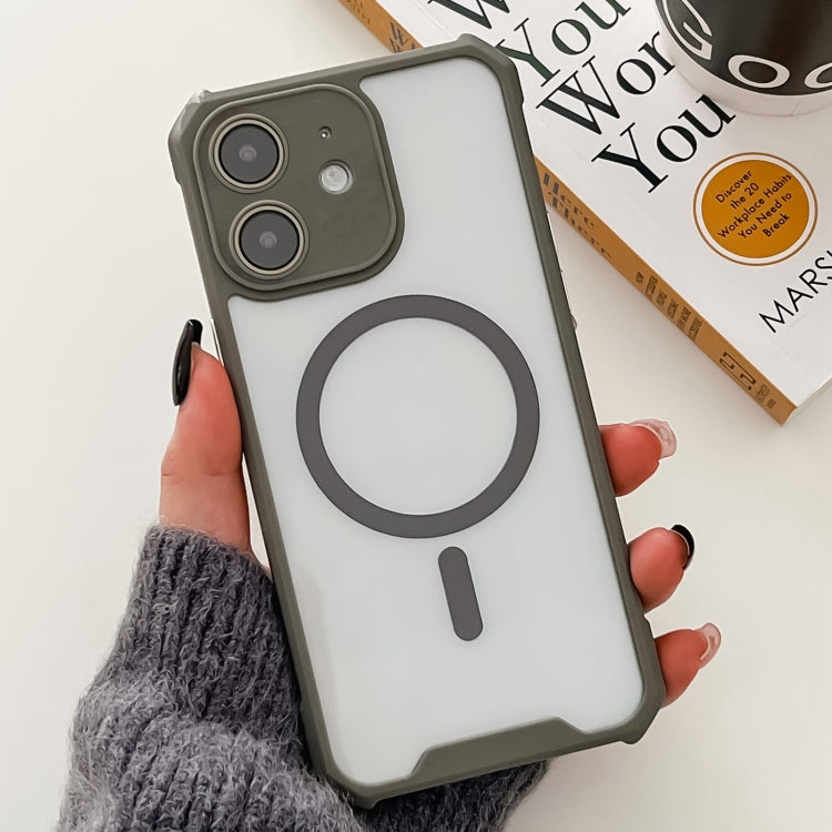 For iPhone 11 Colorful Two-Color Lens Film MagSafe Magnetic Horn Acrylic+TPU Case(Grey) by buy2fix