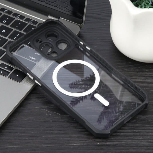 For iPhone 16 Pro Max Colorful Two-Color Lens Film MagSafe Magnetic Horn Acrylic+TPU Case(Black) by buy2fix