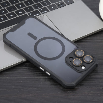 For iPhone 16 Pro Max Colorful Two-Color Lens Film MagSafe Magnetic Horn Acrylic+TPU Case(Black) by buy2fix