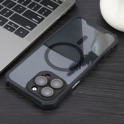 For iPhone 16 Pro Max Colorful Two-Color Lens Film MagSafe Magnetic Horn Acrylic+TPU Case(Black) by buy2fix