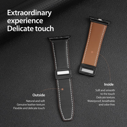 For Apple Watch SE 2023 40mm DUX DUCIS YA Series Magnetic Buckle Genuine Leather Watch Band(Black) by DUX DUCIS