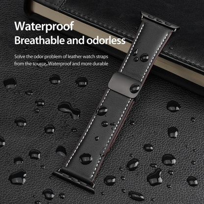 For Apple Watch Ultra 49mm DUX DUCIS YA Series Magnetic Buckle Genuine Leather Watch Band(Black) by DUX DUCIS