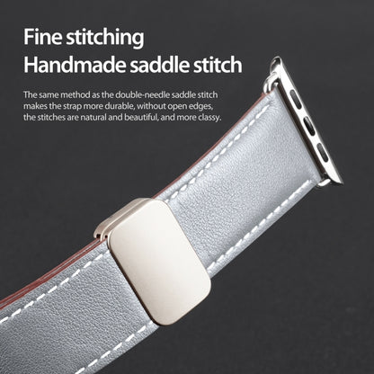 For Apple Watch Series 7 41mm DUX DUCIS YA Series Magnetic Buckle Genuine Leather Watch Band(Grey) by DUX DUCIS