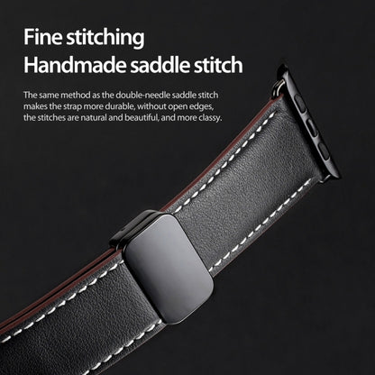 For Apple Watch Series 6 40mm DUX DUCIS YA Series Magnetic Buckle Genuine Leather Watch Band(Black) by DUX DUCIS