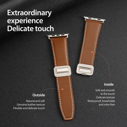 For Apple Watch Series 6 40mm DUX DUCIS YA Series Magnetic Buckle Genuine Leather Watch Band(Brown) by DUX DUCIS