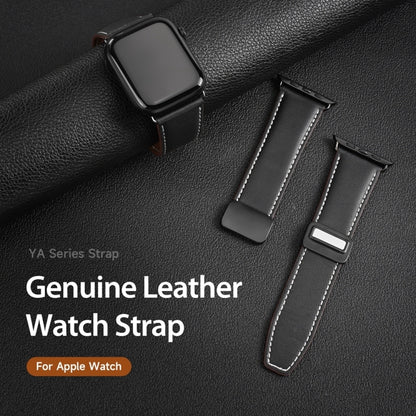 For Apple Watch Series 5 44mm DUX DUCIS YA Series Magnetic Buckle Genuine Leather Watch Band(Black) by DUX DUCIS