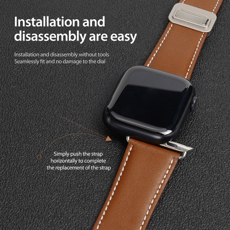 For Apple Watch Series 5 40mm DUX DUCIS YA Series Magnetic Buckle Genuine Leather Watch Band(Brown) by DUX DUCIS