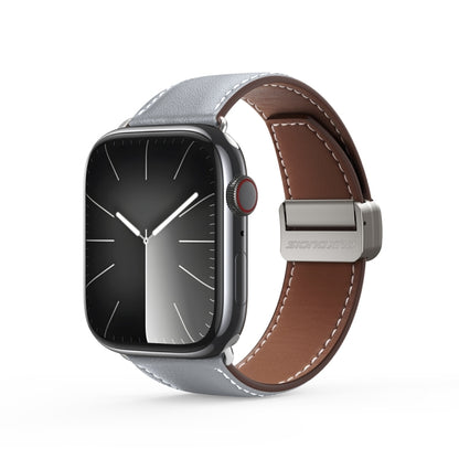 For Apple Watch Series 5 40mm DUX DUCIS YA Series Magnetic Buckle Genuine Leather Watch Band(Grey) by DUX DUCIS