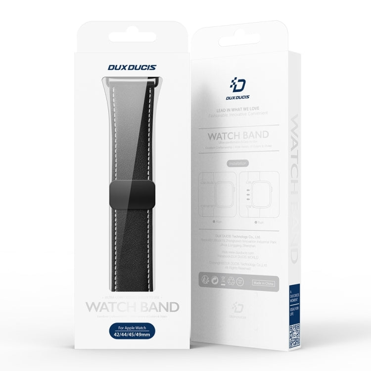 For Apple Watch Series 4 44mm DUX DUCIS YA Series Magnetic Buckle Genuine Leather Watch Band(Black) by DUX DUCIS