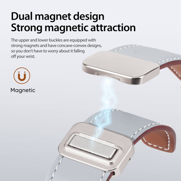 For Apple Watch Series 4 44mm DUX DUCIS YA Series Magnetic Buckle Genuine Leather Watch Band(Grey) by DUX DUCIS