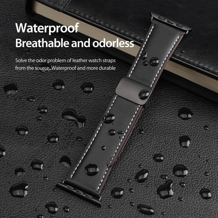 For Apple Watch Series 3 42mm DUX DUCIS YA Series Magnetic Buckle Genuine Leather Watch Band(Black) by DUX DUCIS