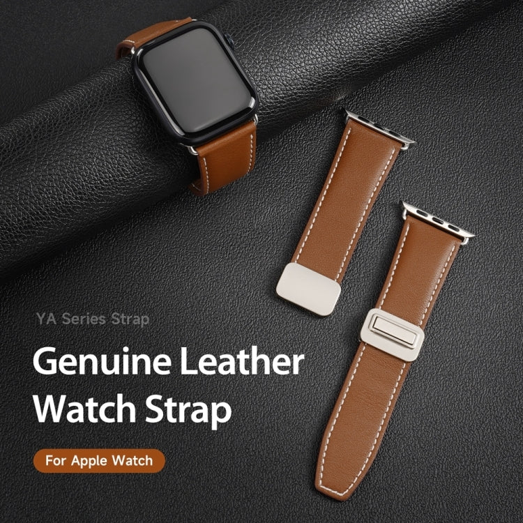 For Apple Watch Series 3 42mm DUX DUCIS YA Series Magnetic Buckle Genuine Leather Watch Band(Brown) by DUX DUCIS