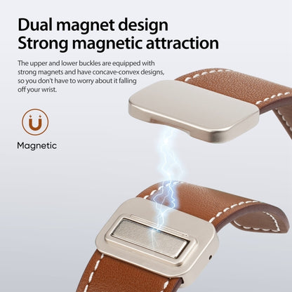 For Apple Watch 42mm DUX DUCIS YA Series Magnetic Buckle Genuine Leather Watch Band(Brown) by DUX DUCIS