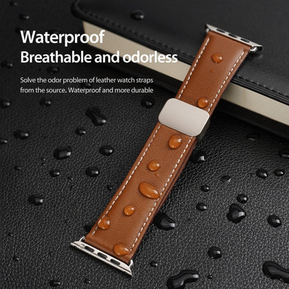 For Apple Watch 42mm DUX DUCIS YA Series Magnetic Buckle Genuine Leather Watch Band(Brown) by DUX DUCIS