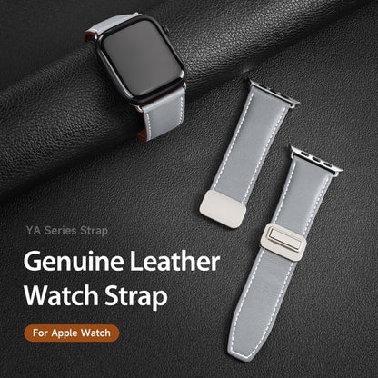 For Apple Watch 42mm DUX DUCIS YA Series Magnetic Buckle Genuine Leather Watch Band(Grey) by DUX DUCIS