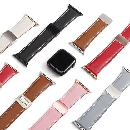 For Apple Watch Series 7 41mm DUX DUCIS YA Series Magnetic Buckle Genuine Leather Watch Band(Grey) by DUX DUCIS