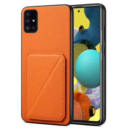 For Samsung Galaxy A51 5G Denior Imitation Calf Leather Back Phone Case with Holder(Orange) - Galaxy Phone Cases by Denior | Online Shopping UK | buy2fix