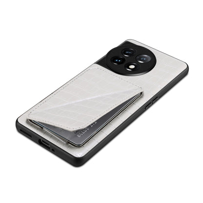 For OnePlus 11 5G Denior Imitation Crocodile Leather Back Phone Case with Holder(White) - OnePlus Cases by Denior | Online Shopping UK | buy2fix