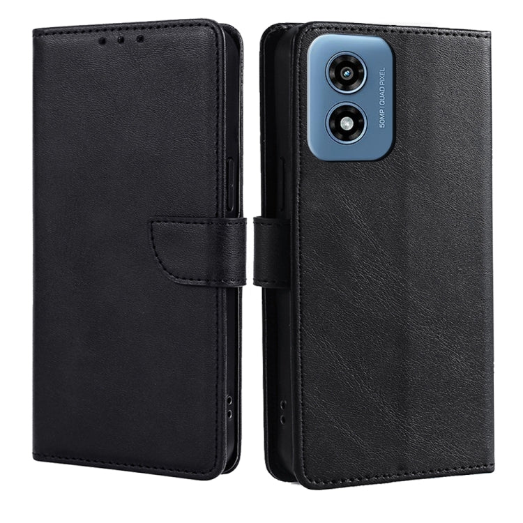 For Motorola Moto G Play 4G 2024 Calf Texture Buckle Flip Leather Phone Case(Black) by buy2fix